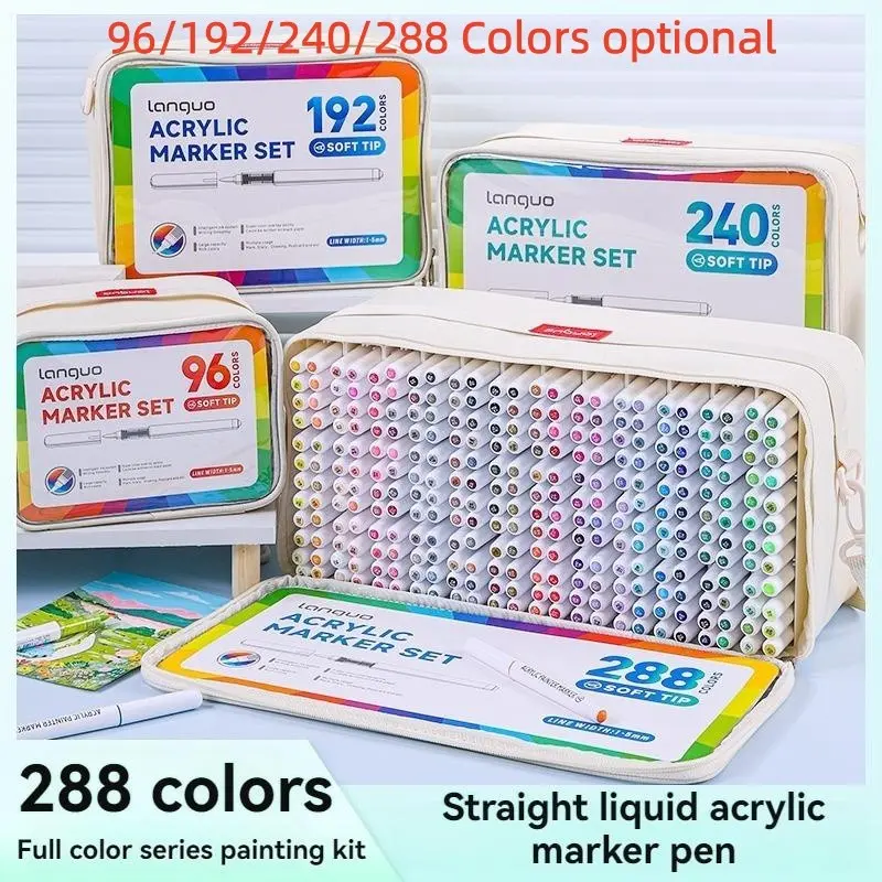 96/192/240/288 Colors Acrylic Paint Markers Set, Soft Tip Art Pens, Waterproof Paint Pens for Wood, Glass, Stone, Metal, Canvas & DIY Crafts