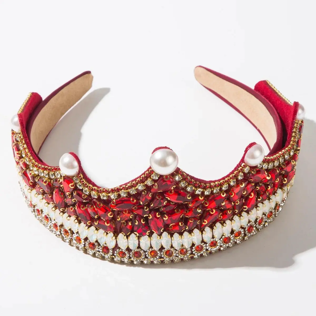 Women's Baroque 1-Piece Metal Headband, Luxury Rhinestone Vintage Crown Tiara, Hair Jewelry for Party Bride Wedding Prom, One-Piece