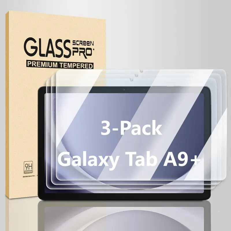 3-piece set Samsung Galaxy Tab A9 Plus 11-inch 2023 model screen protector, suitable for Galaxy Tab A9+ glass, bubble-free, easy to install.