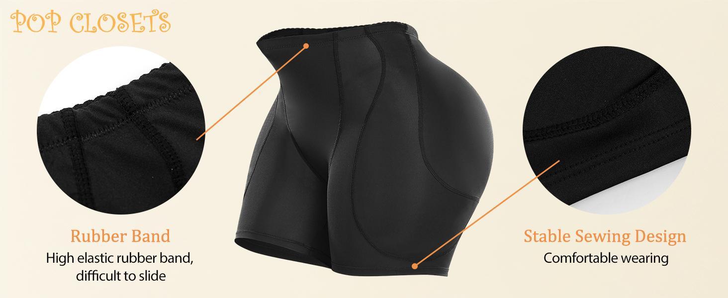 POP CLOSETS Women's Neoprene Body Shaper Hip Padded Booty Lifter Tummy Control Panty with Removable 4 Pads for Enhanced Butt Lift and Slim Waist
