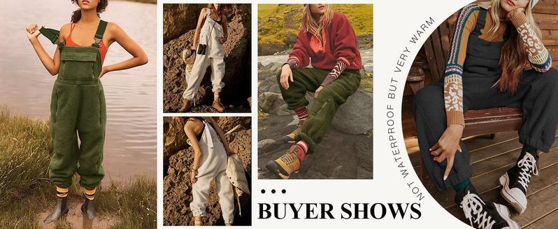 Imily Bela Women's Fleece Warm Overalls Winter Loose Casual Jumpsuits with Pockets