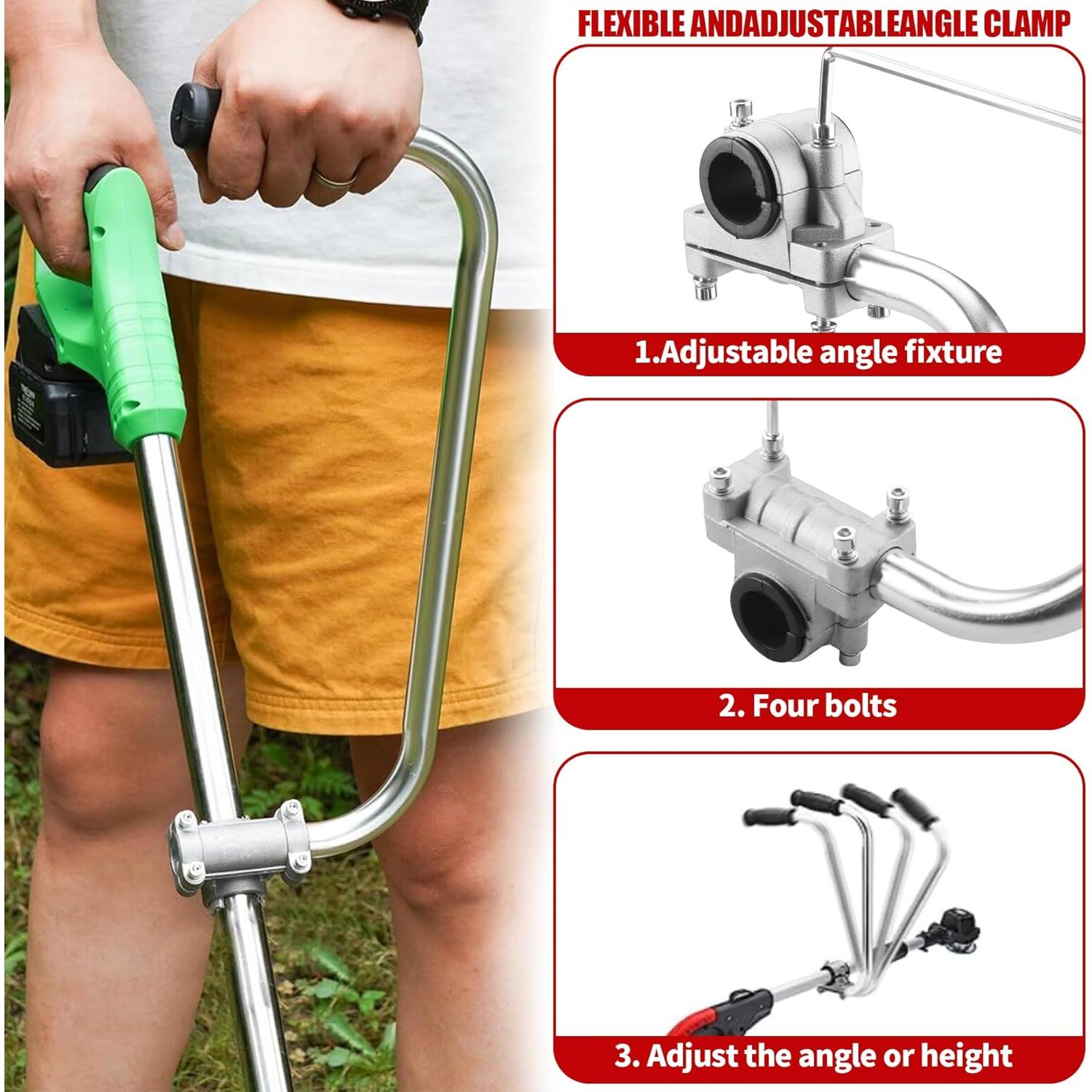 Weed Eater Handle Trimmer Handle, Weed Eater Handle Extension with Bracket Clamp,  Trimmer Grip, Weed Wacker Attachments Aluminum Lawn Trimmer Grip for Landscaping,Lawn Care