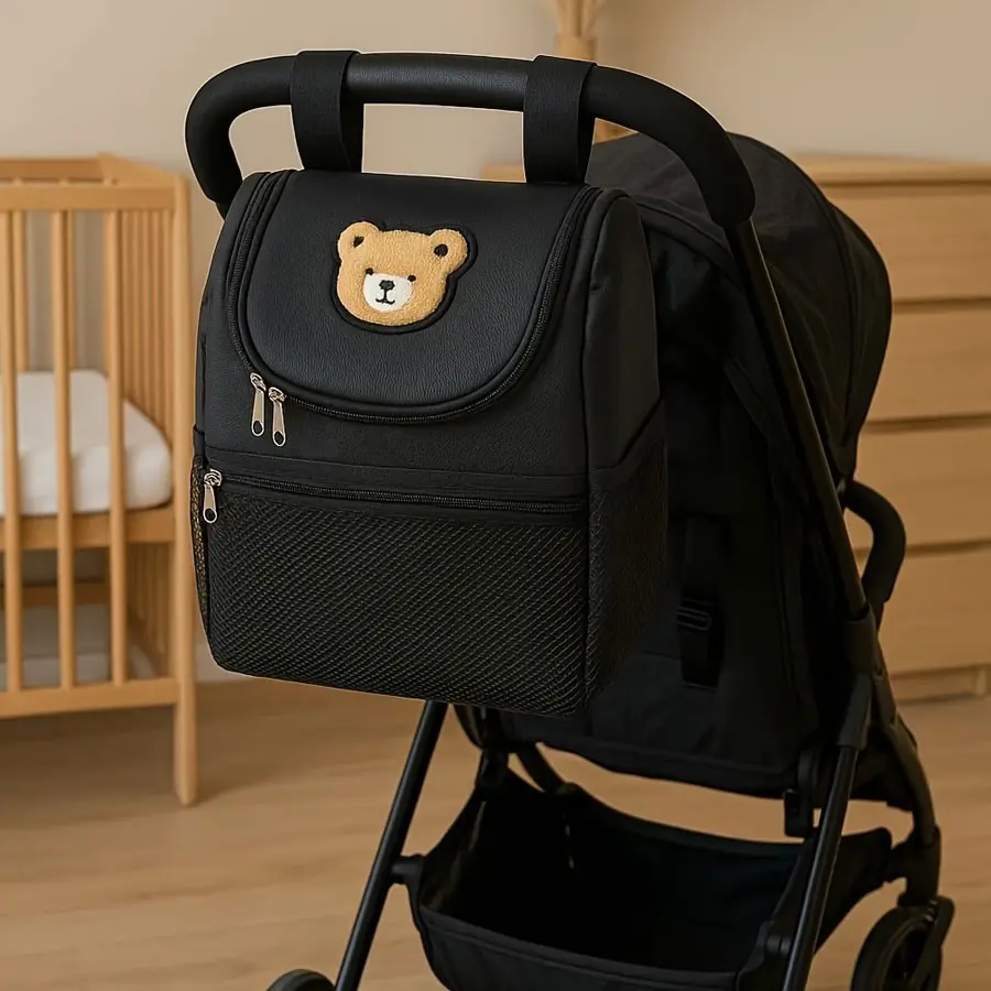 Cute Bear Pattern Trolley Bag, Multi-Functional Trolley Storage Bag, Baby and Maternity Travel & Outing, Diaper Storage Bag