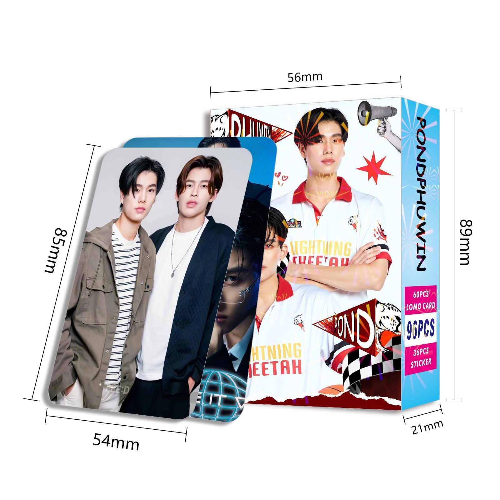 96 Pcs/Set Thailand Star PondPhuwin Laser Lomo Card Pond&Phuwin Characters  Photocard With Stickers Fans Collection cosplay gift