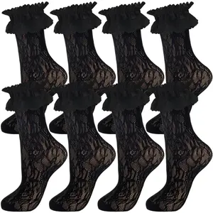 Women's Lace Ruffle Frilly Ankle Socks (4 Pairs)