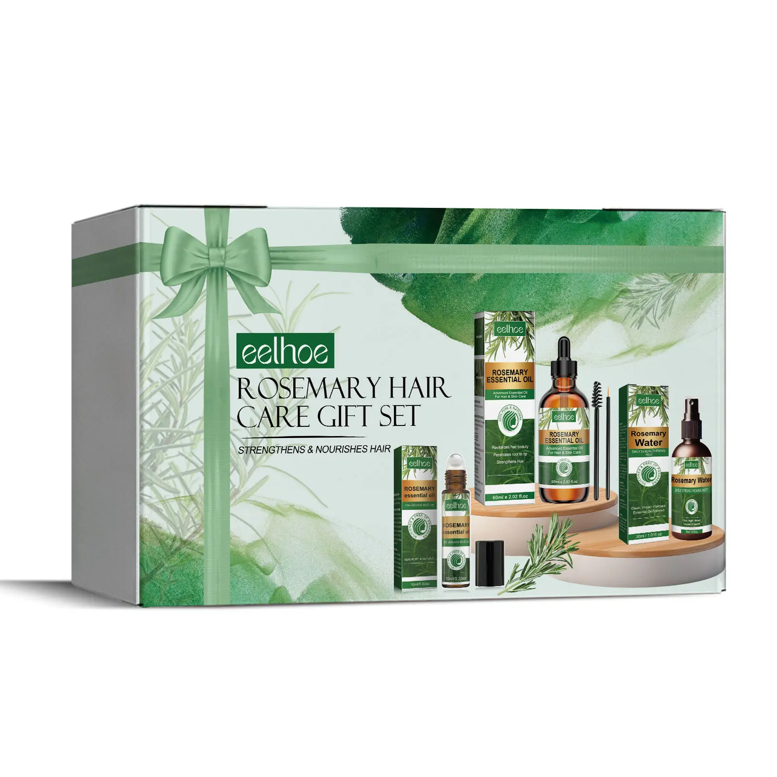 Rosemary-Infused Haircare Gift Set with Oil - Moisturizing Nourishing Kit for Soft, Fluffy, Smooth Strands, Daily Hair Root Conditioning Beauty Accessory