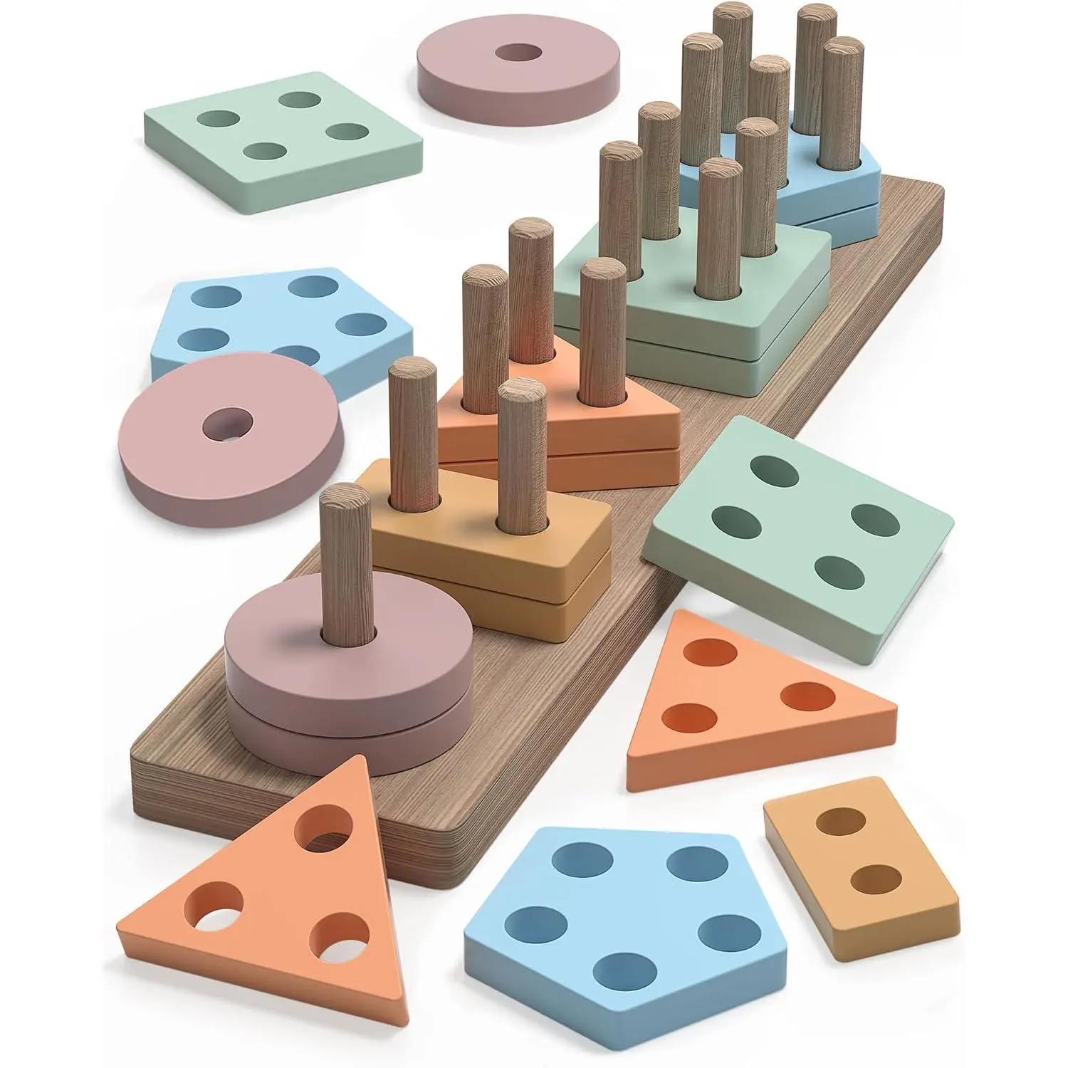 Montessori Toys  1 2 Year Old Girl and Boy Birthday Gifts, Shape Sorter Wooden Toys  Toddlers Age 1-3 2-4, Learning Educational Sensory Stacking Toy Toddler Puzzles New model baby animal