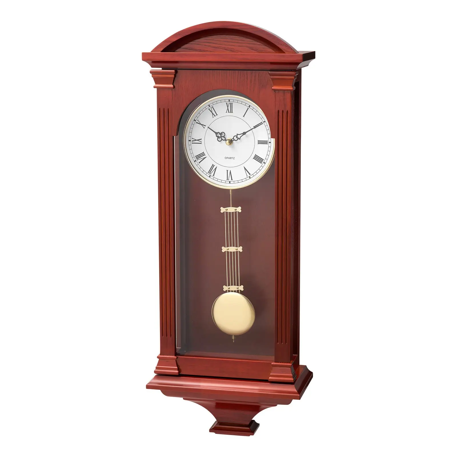 VEVOR Classic Wooden Grandfather Clock Decor, 26.7 in Vintage Pendulum Wall Clock, Pine Wood & MDF, Quartz Movement, Silent, Cherry Wood Tone, for Room