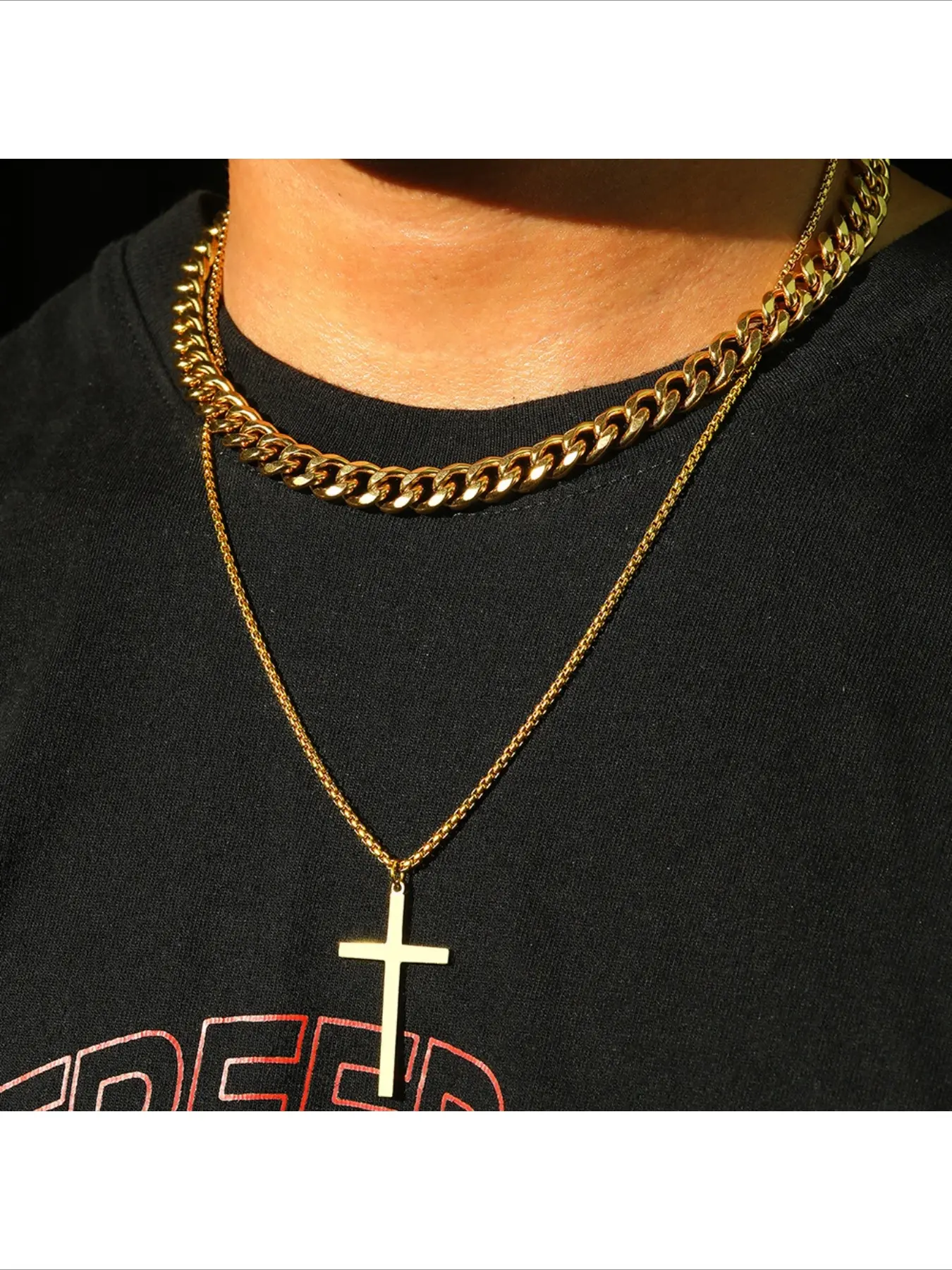 Popular Hot Selling Cuban Chain Choker Double Layer Cross Necklace Fashion Trendy Versatile Necklace For Daily Wear Party Dating Matching All Styles Of Clothing Women Fashion Jewelry Gifts