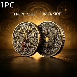 1PC Owl Wisdom Commemorative Coin Guardian Theme Challenge Coin Fortune Symbol Pocket Collector Token Fantasy Art Display Collection Gift Anniversary Birthday Present Commemorative and Decorative Collectibles