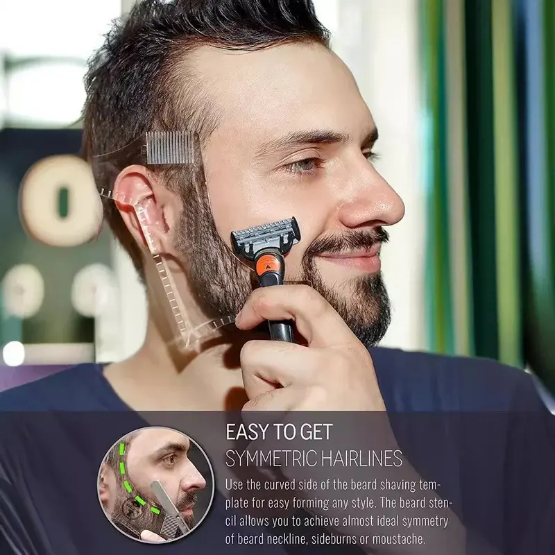 Men Beard Styling Template Stencil Beard Comb for Men Lightweight and Flexible Fits All-In-One Tool Beard Shaping Tool Beard Styling Tools