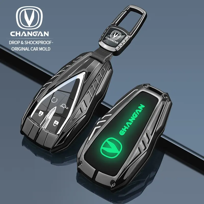 accesorios para llavero Auto Key Accessories,Zinc Alloy Key Fob Protector Made of Metal & Leather,For Changan CS75Plus CS55Plus CS35Plus UNI-V UNI-T UNI-K Full Protection Anti-Impact Scratch Resistant Car Key Protective Case