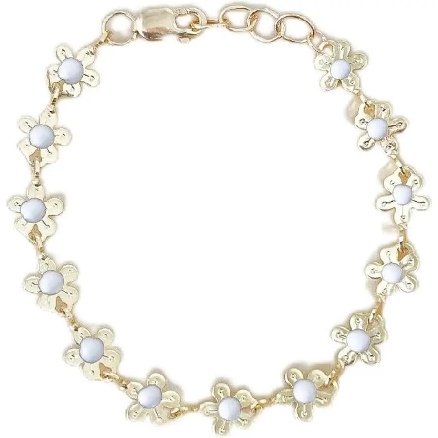 Women-Girls Adjustable Size Daisy Flower Chain Bracelet - Filled, Growth Links, Everyday Wear, Mommy and Me Jewelry