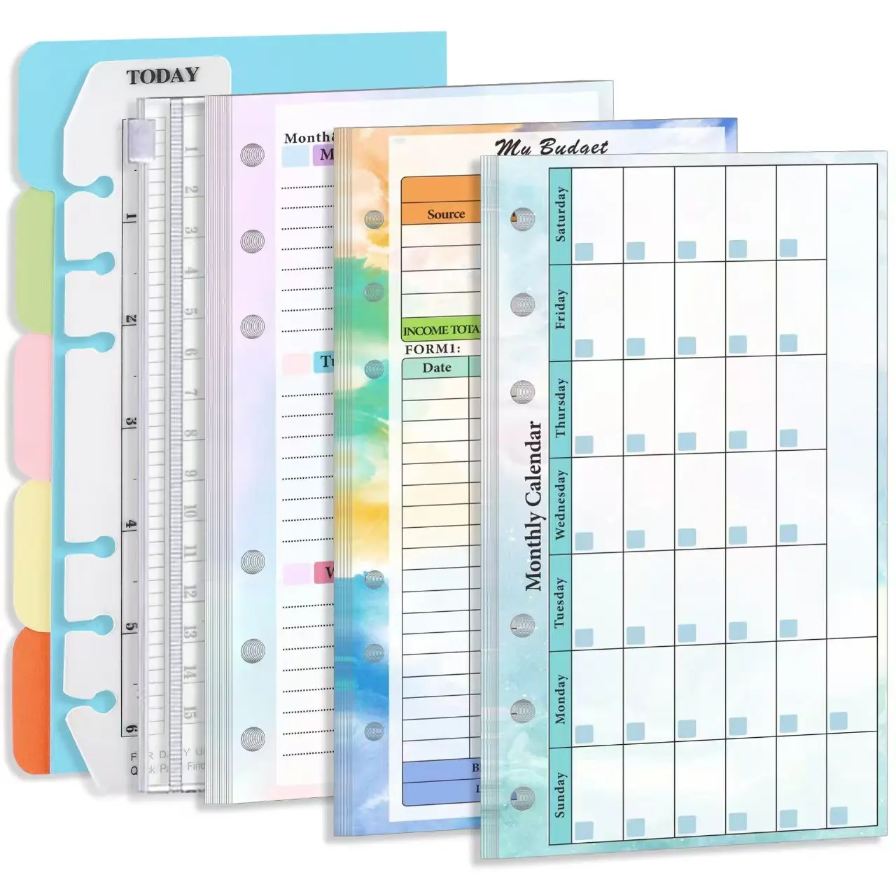 A6 Reusable Notebook Pages, Spiral Binding, Budget Pages, Weekly/monthly Planner, Time/money Management, Refillable Pages