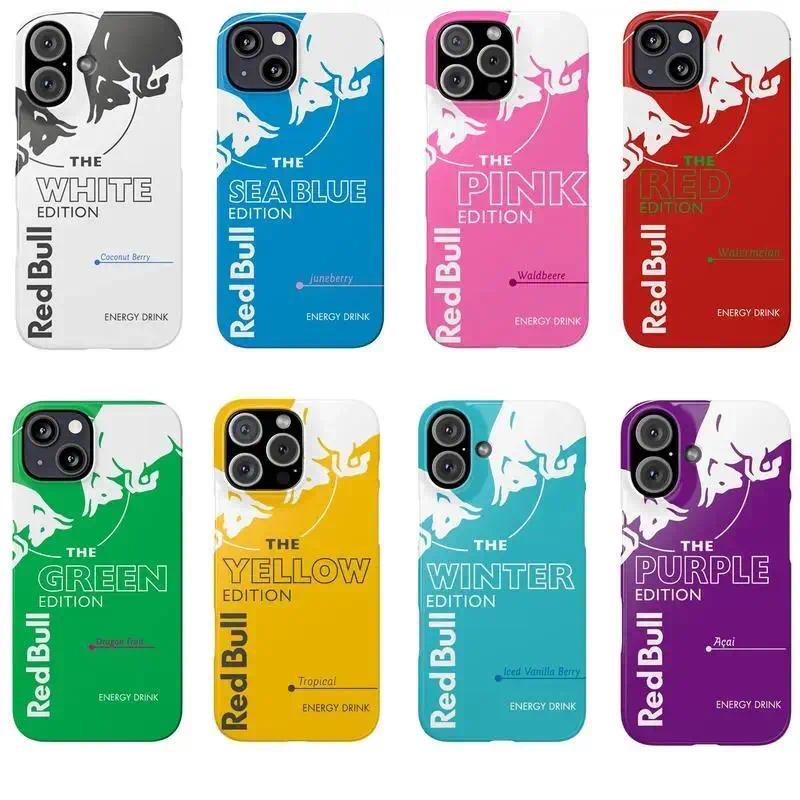 Red Bull energy drink phone Cases For iPhone 17 16 15 14 13 12 Promax Pro Plus, Double-layer hard shell protection,best Gift