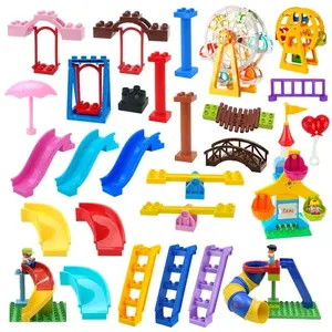 Big Building Blocks Slide Stair Swing Seesaw Ferris Wheel Series Compatible Duploe Large Brick Children Educational Toy Kid Gift