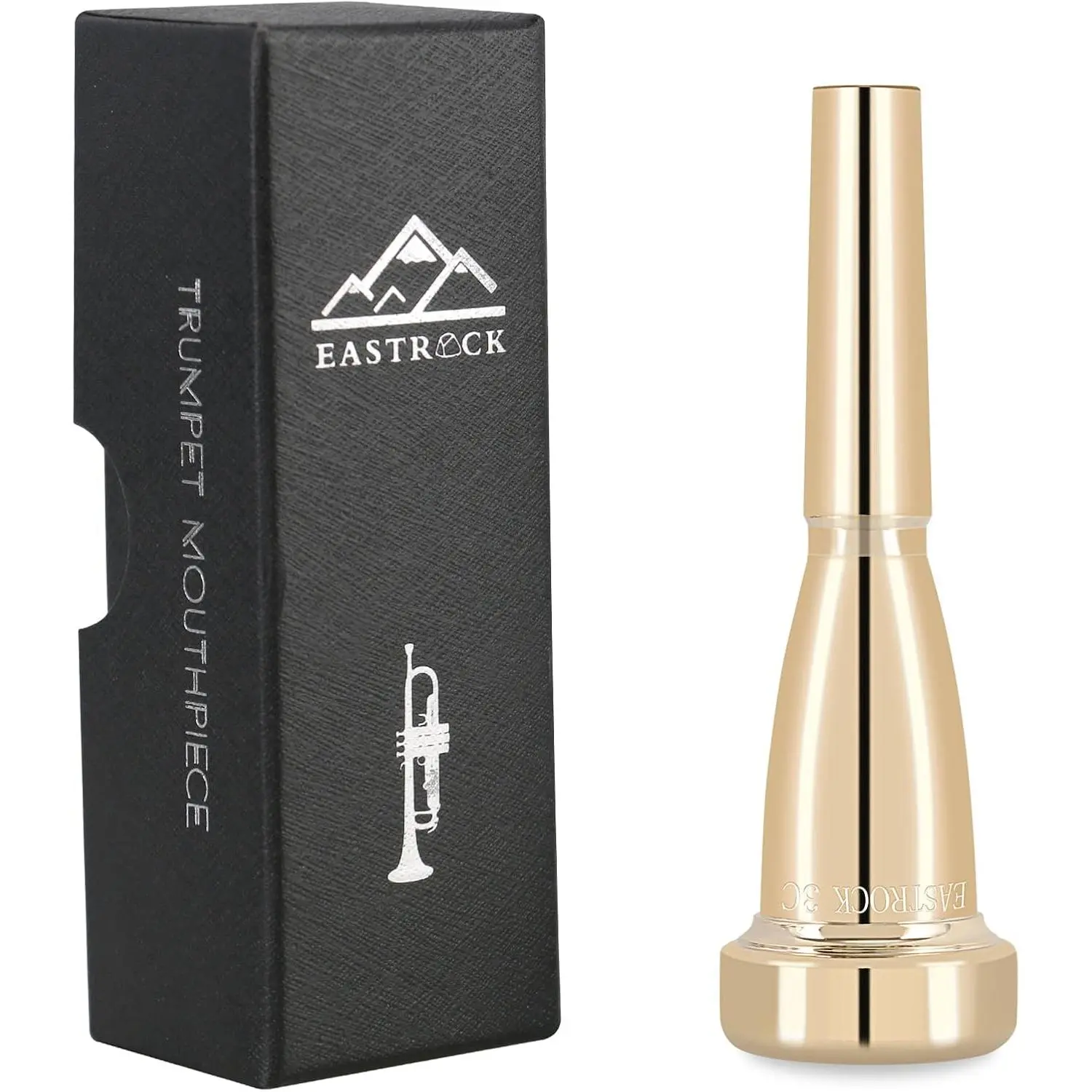 EASTROCK Trumpet Mouthpiece 3C Gold Plated Bullet Shape Vaccum Package