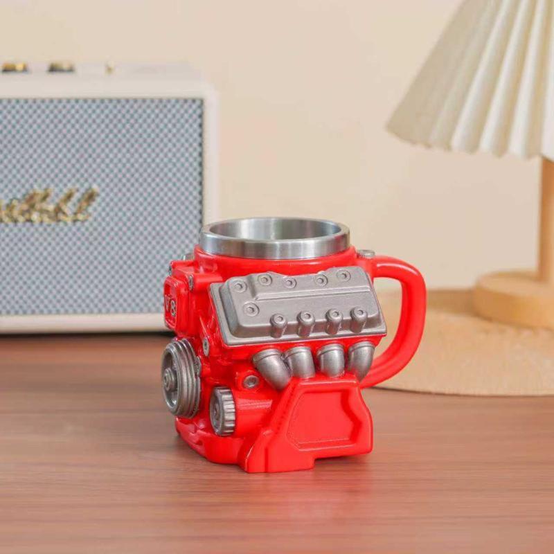 Engine-themed coffee mug, a retro-styled, realistic V8 engine stainless steel mug, a personalized double-walled insulated car mug with a handle, the perfect gift for Father's Day, Christmas, husbands, mechanics, and car enthusiasts. Engine-themed coffee mug, a retro-styled, realistic V8 engine stainless steel mug, a personalized double-walled insulated car mug with a handle, the perfect gift for Father's Day, Christmas, husbands, mechanics, and car enthusiasts.