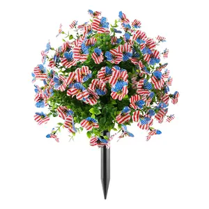 Outdoor Artificial Flag Flower, Independence Day Memorial Decoration, Cemetery Garden Ornament, Balcony Flowers, Model 20260521a