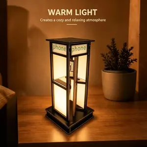 Vintage Telephone Booth Decorative LED Lamp, Creative Bedside Night Light for Bedroom, Tabletop Ornament, Home & Holiday Decor for Christmas & Festivals