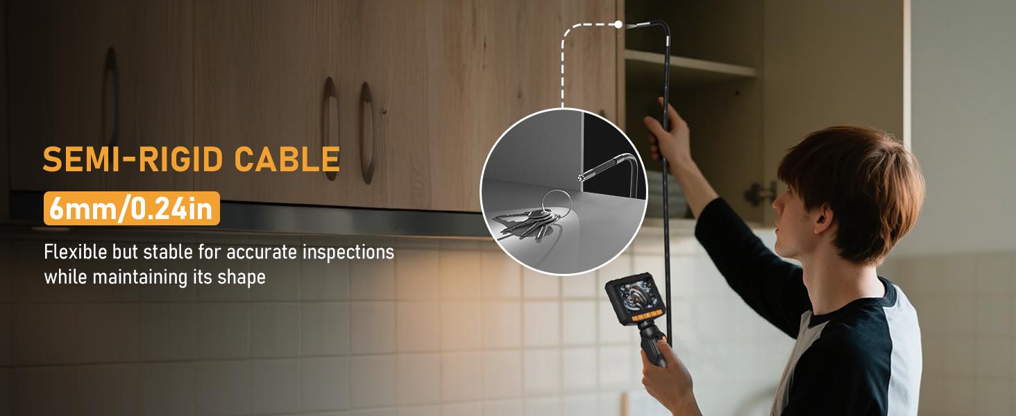 Two-Way Articulating Borescope Camera with Light, Industrial Endoscope Inspection Camera with Light, 0.24in Articulated Probe, 5FT Flexible Snake Scope for Wall Automotive Engine Plumbing HVAC Inspect