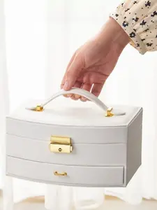 Double Layer Lockable Jewelry Box, Drawer Storage Organizer, Gift Box for Earrings and Accessories, Elegant Keepsake Container