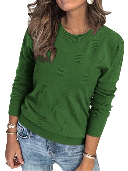 Women's Plain Round Neck Sweater, Casual Long Sleeve Jumper for Fall & Winter, Fashion Ladies' Knitwear for Daily Wear, Top