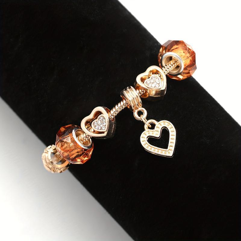 Elegant Adjustable Charm Bracelet for Women - Handmade Beaded Heart Pendant Non-Tarnish Fashion Jewelry SpringStatements