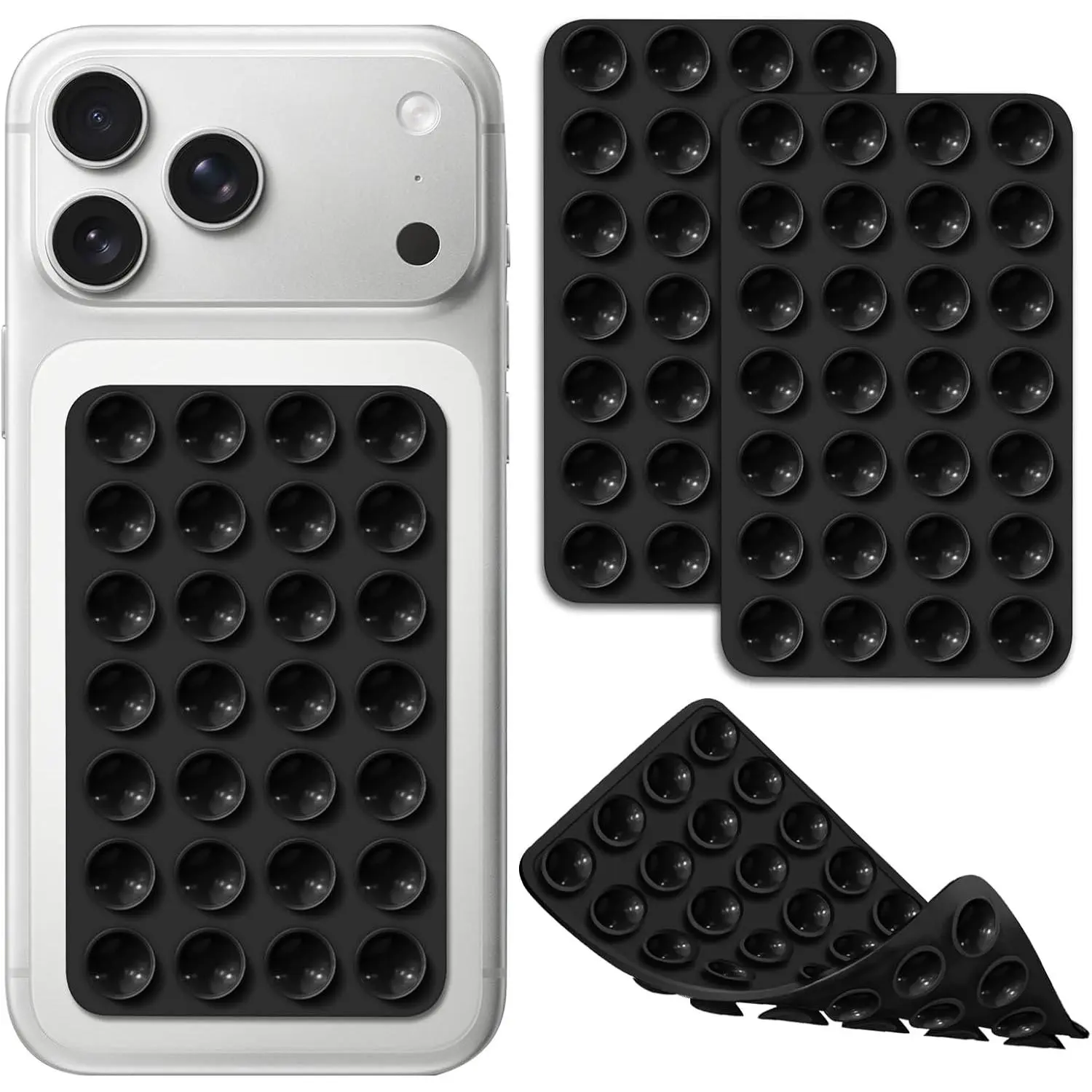 2 Pack  Octo Cup Buddy Sticky Grip Holder for Cellphone, Double Sided Suction Phone Case Mount Phone Accessories  Grip Holder for Selfie and Video - Black