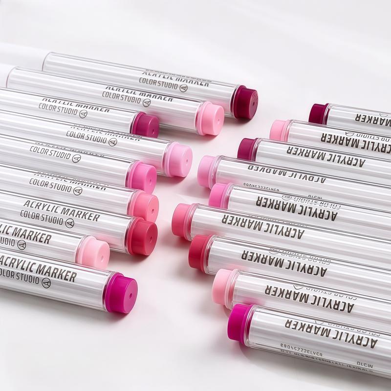 Acrylic Paint Soft Tip Marker Pen Set, 9 Colors/set Vibrant Marker, Suitable for Rocks, Ceramics, Wood, Canvas, Plastic, Glass, Stone, Calligraphy, Painting