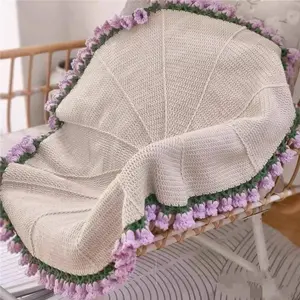 1pc Handmade Bouquet Blanket, Finished Rose Design Throw for Sofa Bed, Romantic Gift for Anniversary, Cozy Nap Blanket
