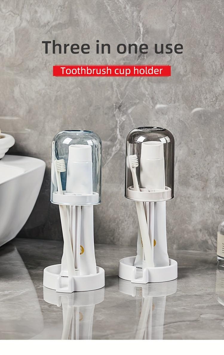 1PC Bathroom Toothbrush Cup Holder, Waterproof Toothbrush Holder, Cosmetic Organizer, Space-Saving Wall Shelf, Suitable for Sinks, Washrooms, Counters, Bathroom Organization and Storage