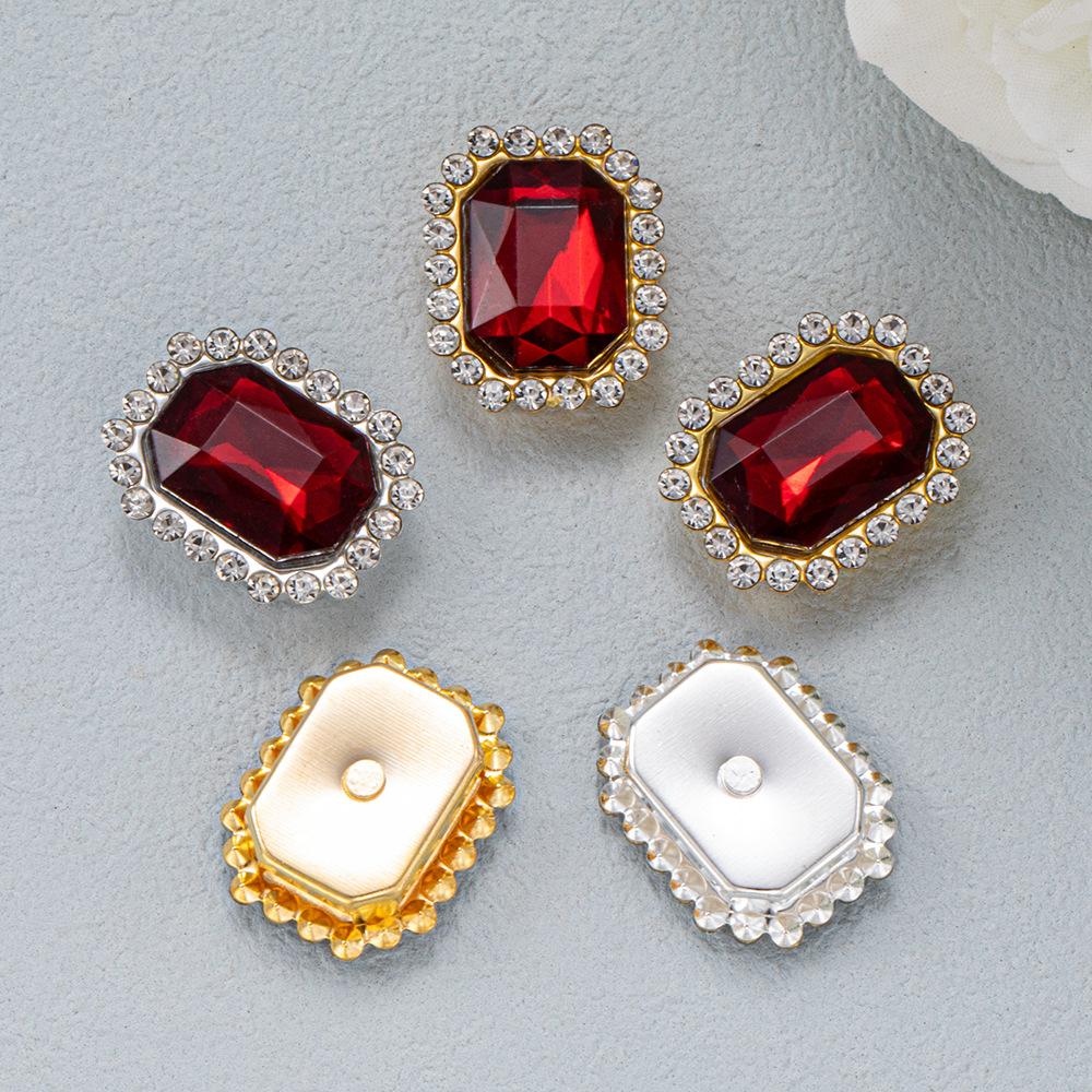 Adhesive DIY hand-sewn rectangular double-layer bow hardware for Crocs shoes and bags accessories