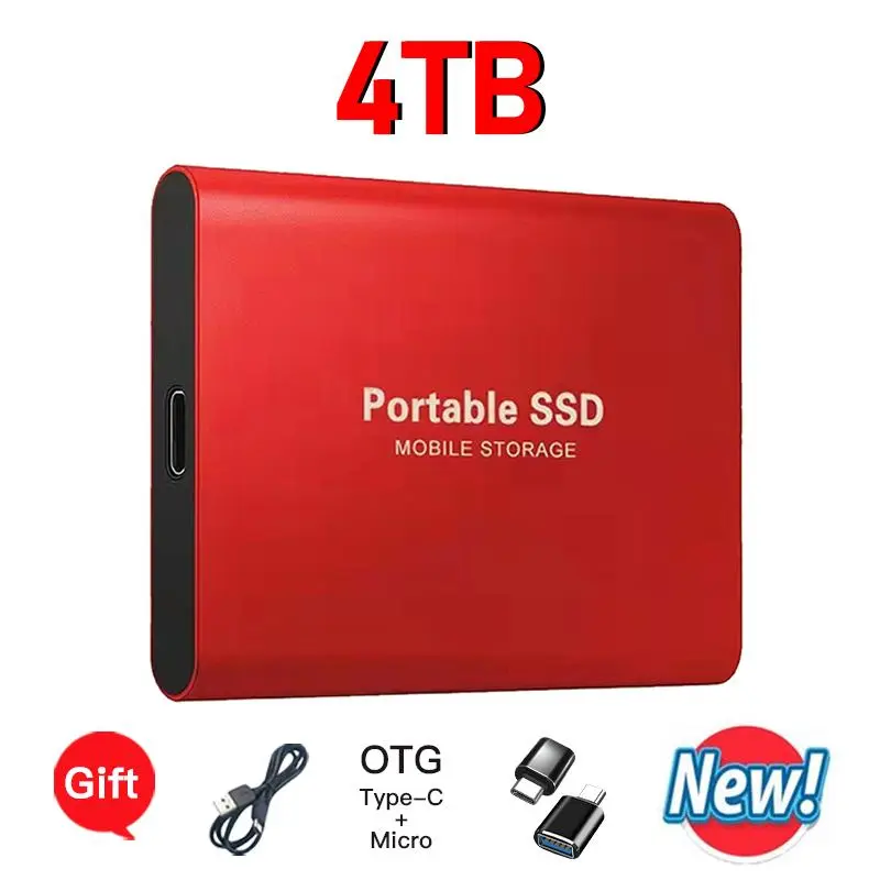 Portable External Solid State Drive - 1TB/2TB/4TB USB3.2 Type-C Mobile Data Storage for Laptops, PCs, Phones, Mac Devices, External Solid State Drives