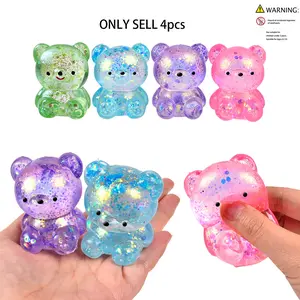 4-Piece Mini Bear Stress Ball Set, Anxiety Relief Sensory Pressure Balls, Malt Sugar Filled Stress Release Tool, Perfect for Relaxation