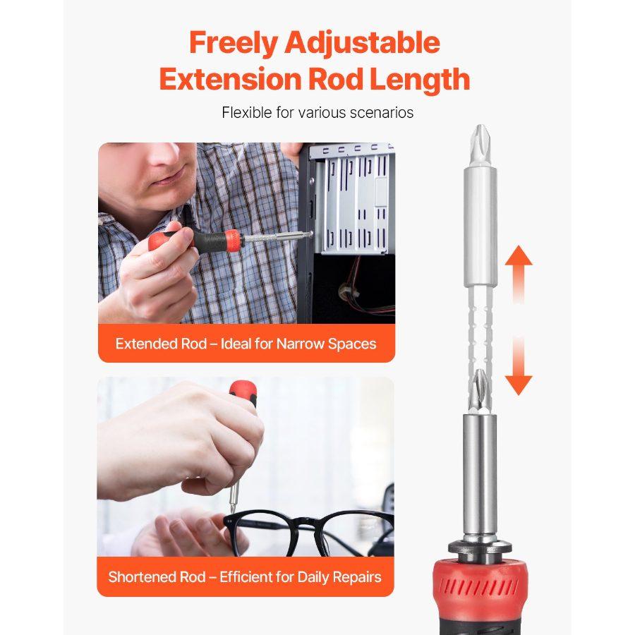 VEVOR Screwdriver Set, 13 in 1 Magnetic Multi Bit Mini Nut Driver Set, Phillips, Flat Head, Torx, Square Bits for Men, Manual Precision Repair Tool Kit for Sockets, Furniture, Home Appliances, Cars