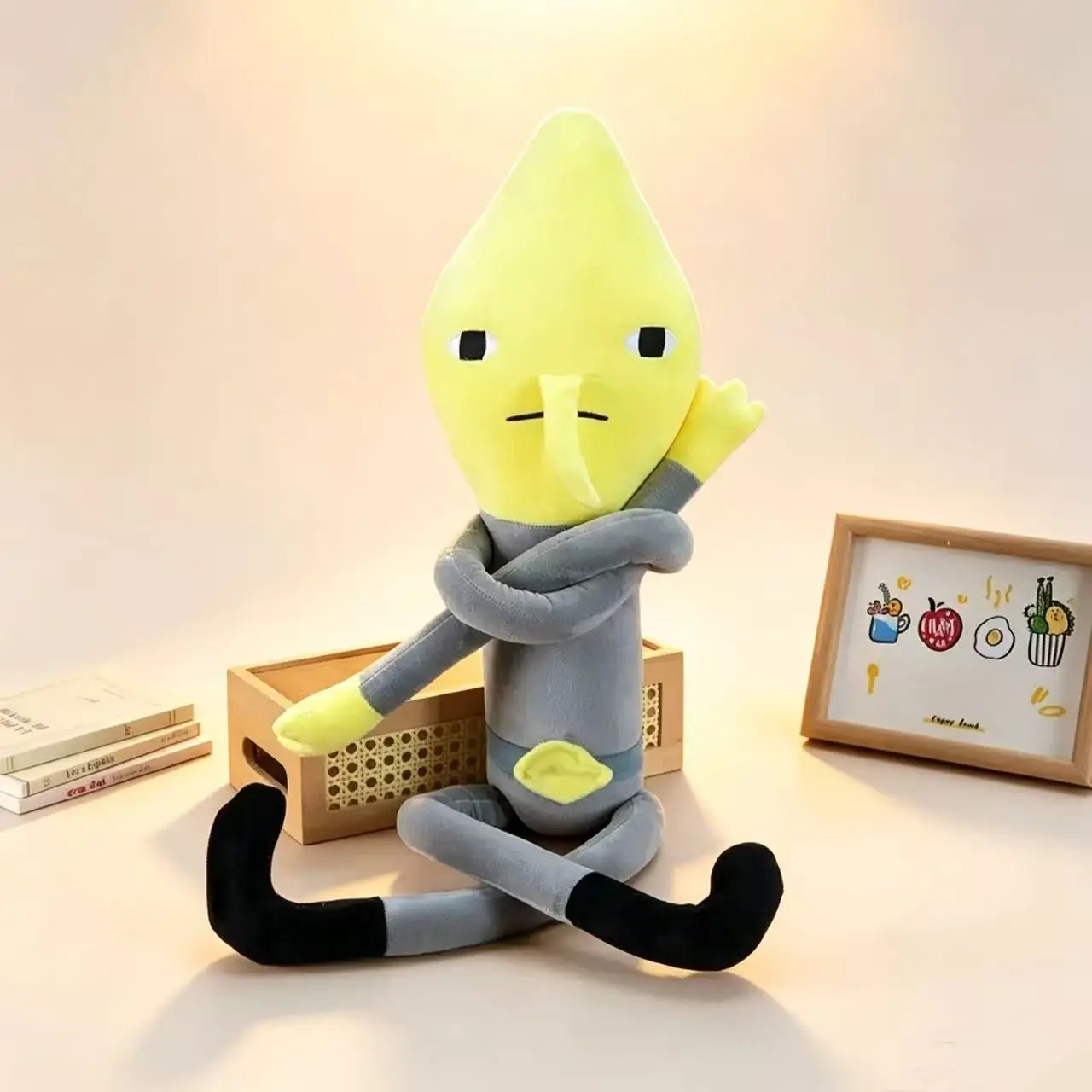 Bendable Long-Limbed Lemon-Head Stuffed Animal Plush Doll, Flexible Limbs Cartoon Character Plushie, Unique Home Sofa Decor, Birthday Gift for Teens Adults