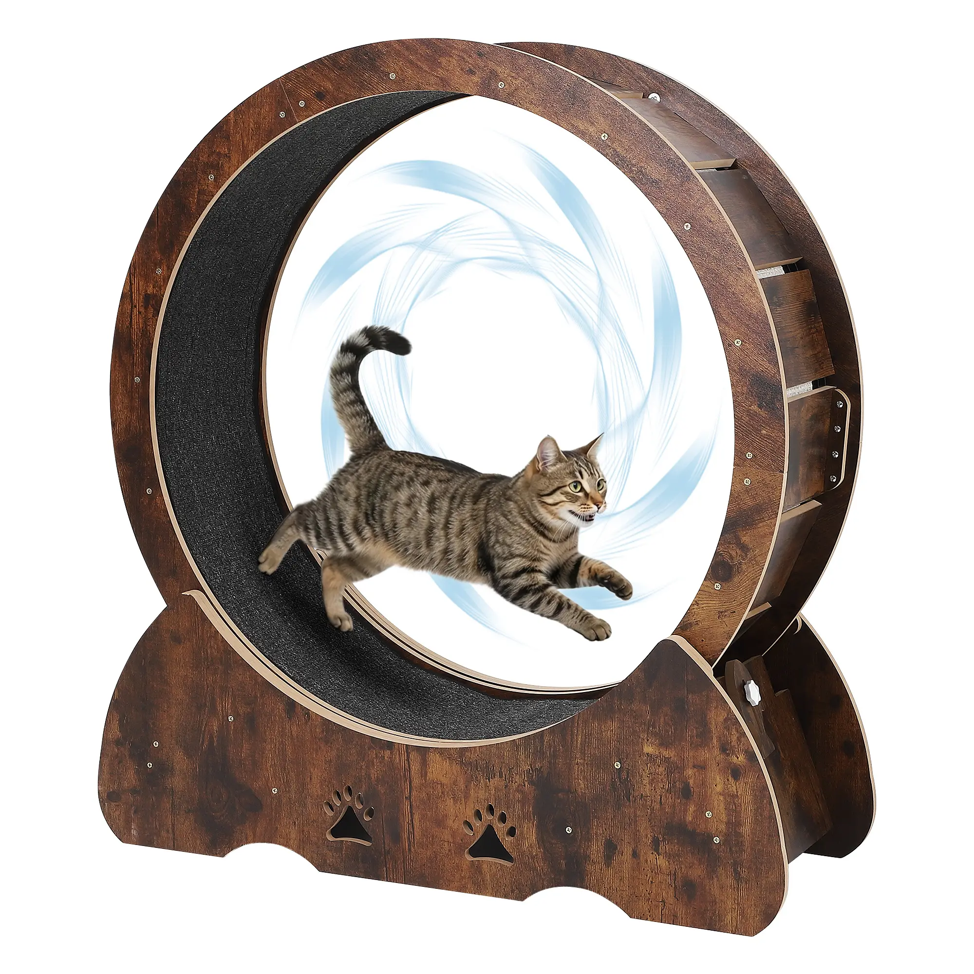 🐱 Garvee 35.4" Silent Cat Exercise Wheel – Heavy-Duty Wooden Treadmill with Removable Carpeted Runway, 110 lbs Capacity for Indoor Cats! ✨