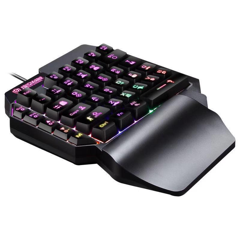 ZRTF F6 Single Mobile Phone Glowing Gaming Keyboard,Supports for Android System, PUBG Keyboard Connect to Mobile Phone King of Glory Left Hand Keyboard  for Android not ios