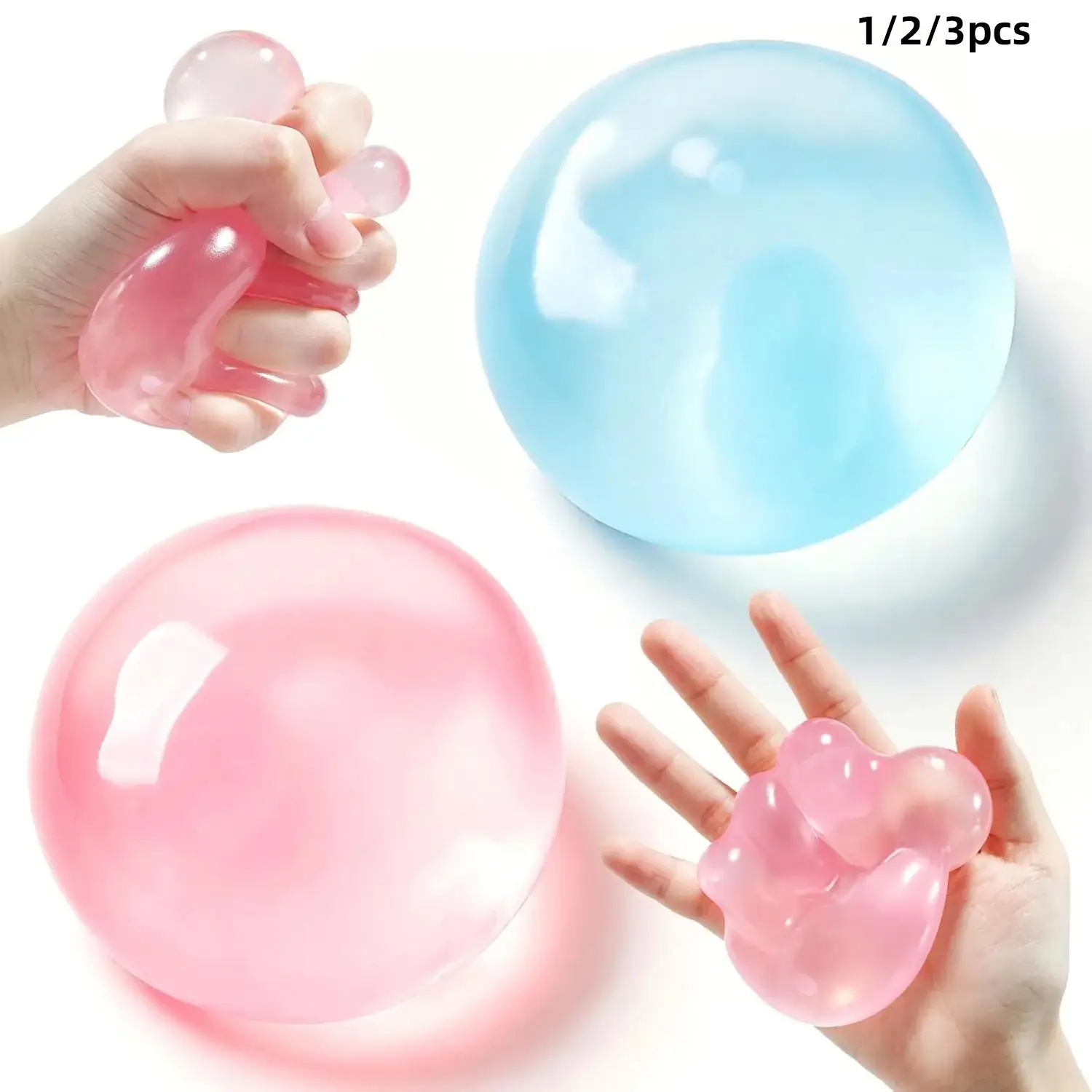 1/2/3pcs Coconut Oil Squishy, Shapeable No Rebound Stress Relief Ball, Fun Sensory Fidget Toy, Study Work Relaxation Desk Decor, Fun Anxiety Gift for Adults & Kids, Anxiety Squishies