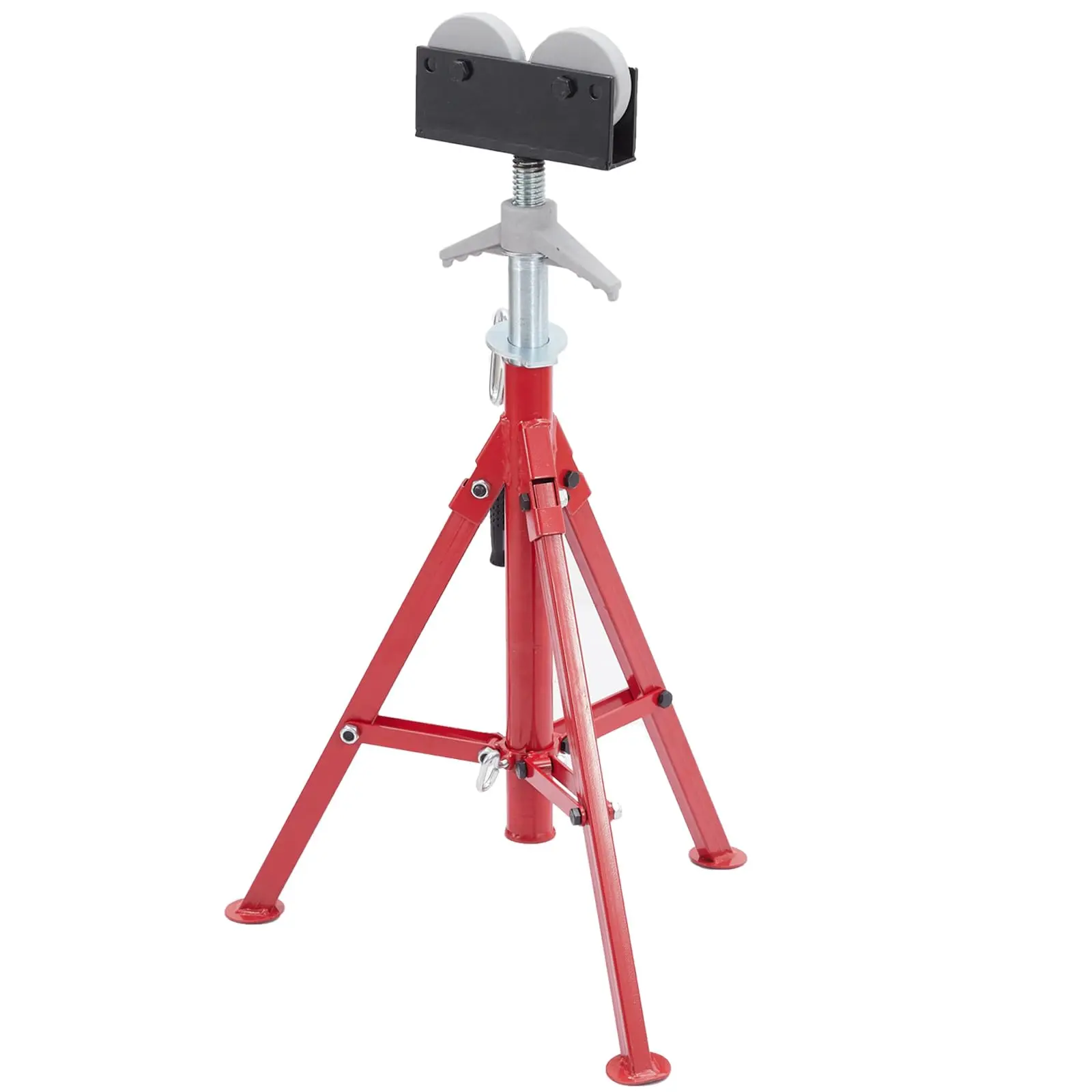 GARVEE Adjustable Pipe Jack Stand with Roller Head, 28-52 Inch Height, 2500LBS Capacity, Durable Carbon Steel, Foldable and Portable Tripod for Stable Construction Support.