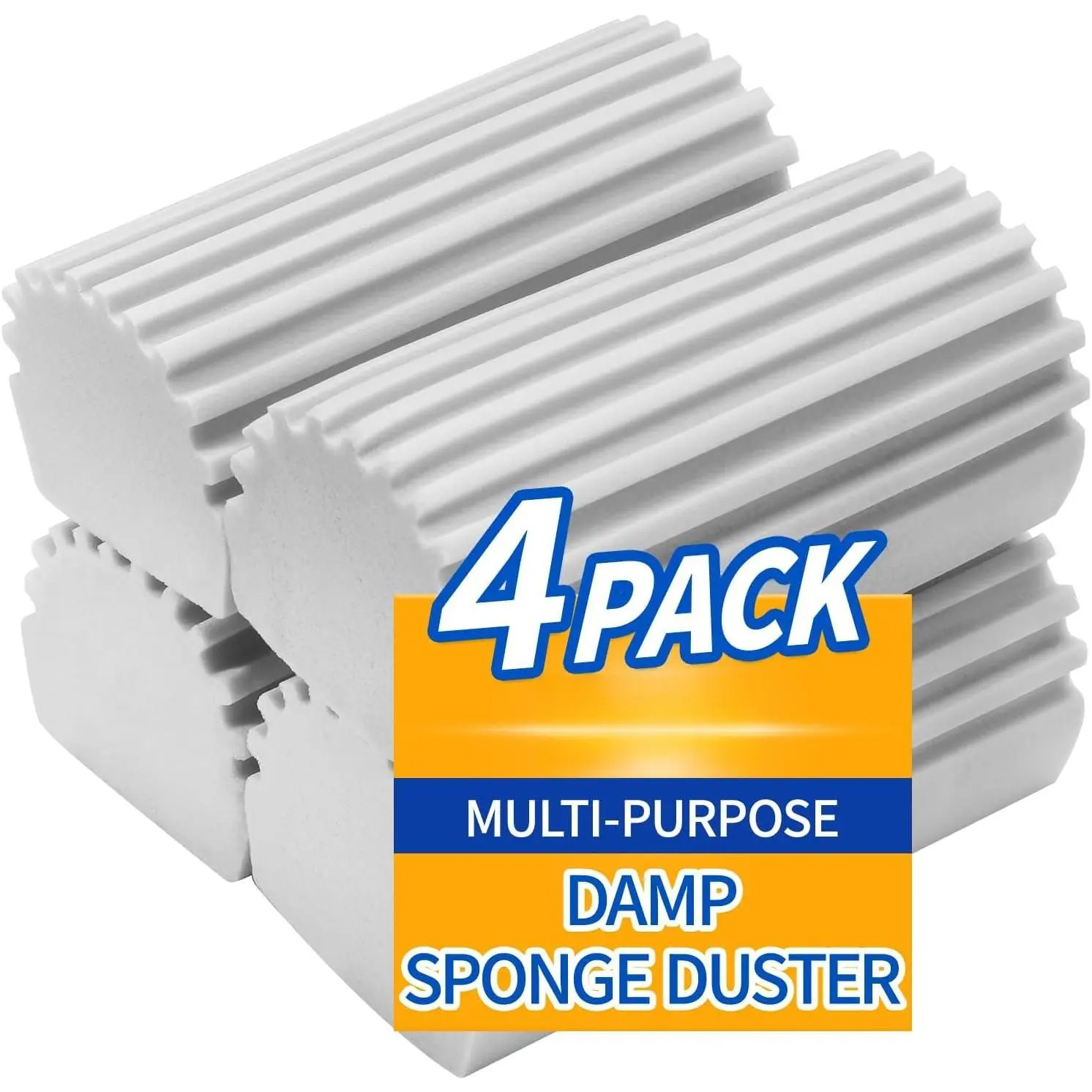 Damp Clean Duster Sponge,4pack Magic Sponge Eraser, Damp Dusting Sponge Household Cleaning for Blinds, Glass, Baseboards,Radiators,Window Track Grooves(Grey)
