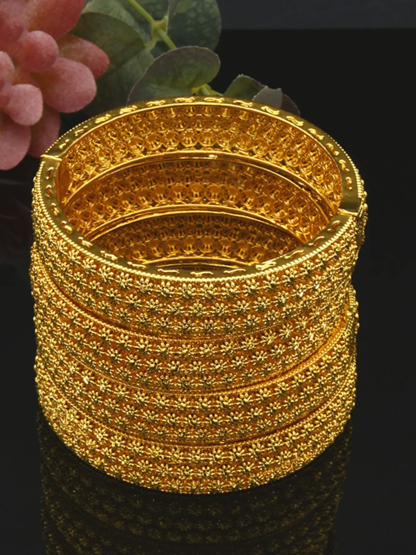 Dubai Gold Bracelet for Women, Indian Arabic Style, Luxurious Elegant Design, Perfect for Daily Wear, Weddings, Parties, Banquets