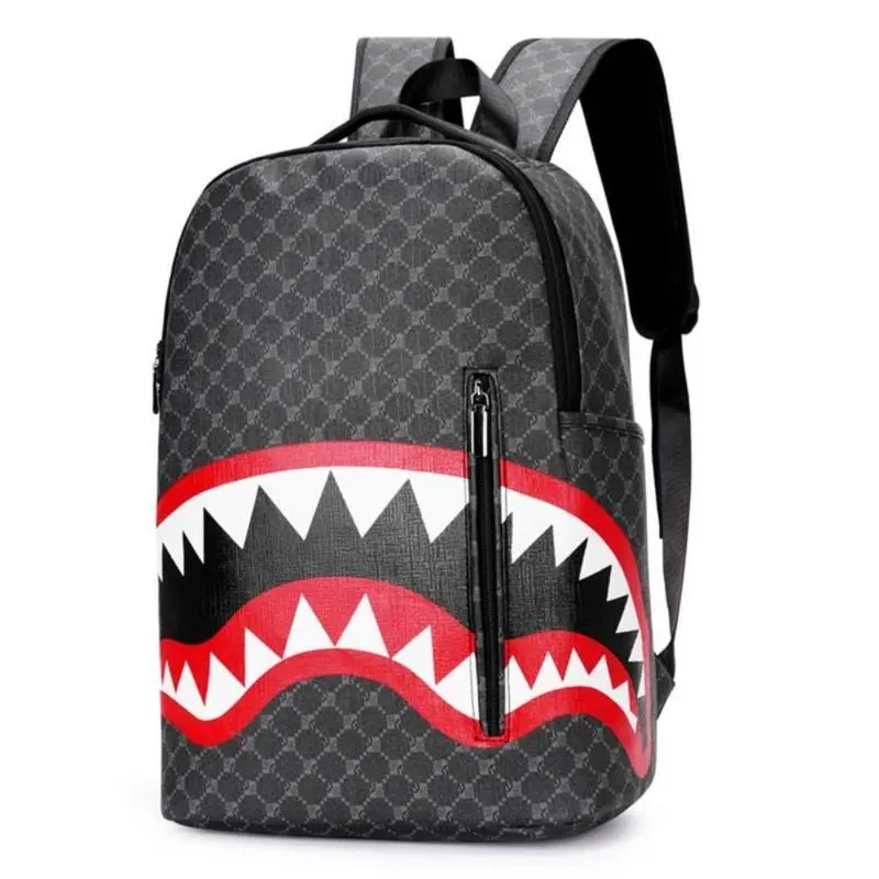 Fashionable Shark Pattern Backpack, Casual Large Capacity Backpack for Men, Business Style Travel Backpack for Daily Use, Casual Daypack