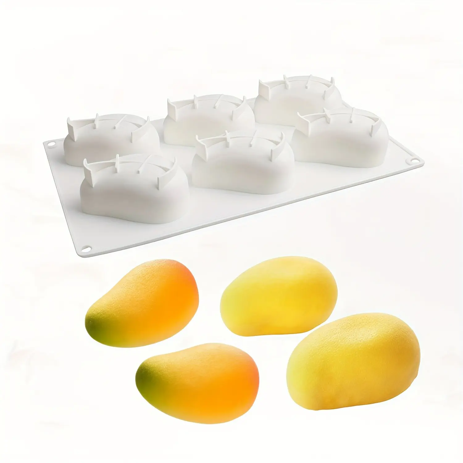 Easter, Christmas, Valentine's 1pc Silicone Mango-Shaped Cake Mold, Jello Molds with 6-Section Hollow Center & Smooth Edges - Reusable Baking Mold for DIY Mousse, Chocolate, Chiffon, Cheese, Ice Cream, Jelly, Pudding - Easy Demold