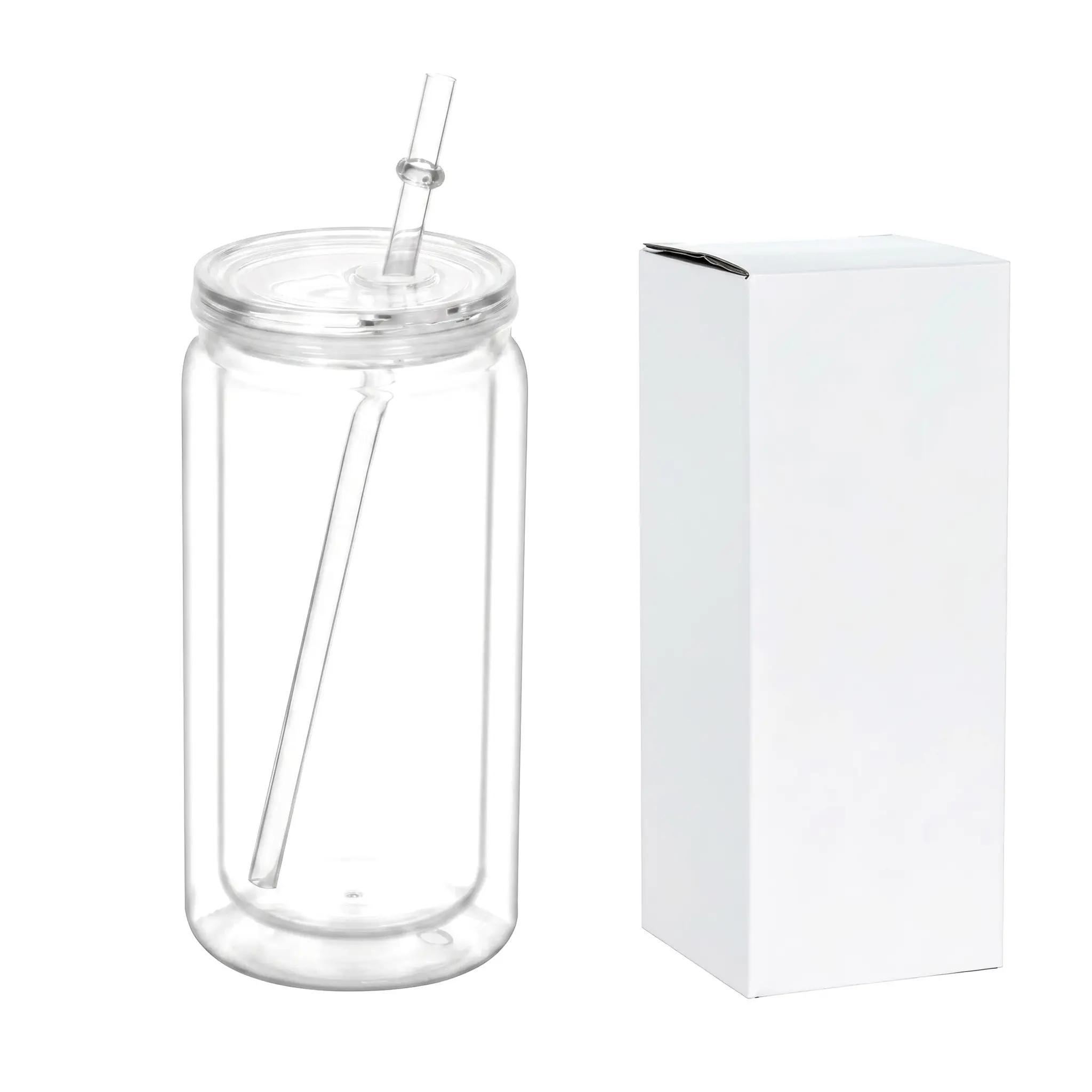16 Oz Plastic Snowglobe Tumblers Pre Drilled, 16oz Double Wall Acrylic Snow Globe Tumbler Cup Supplies Clear Plastic Can Snowglobe Cups Bulk With Pre-Drilled Hole And Hole Stopper For Snow Globe Glitter DIY Crafts Gifts