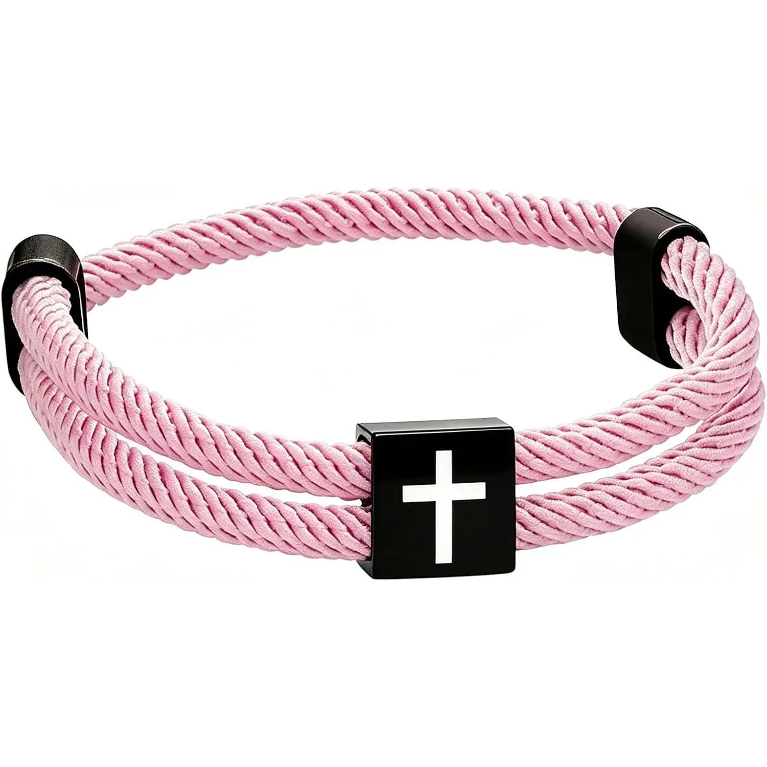 Braided Rope  Bracelet, Adjustable Double Strand Twisted Cord Wristband with  Bead, Minimalist Faith  for Men Women
