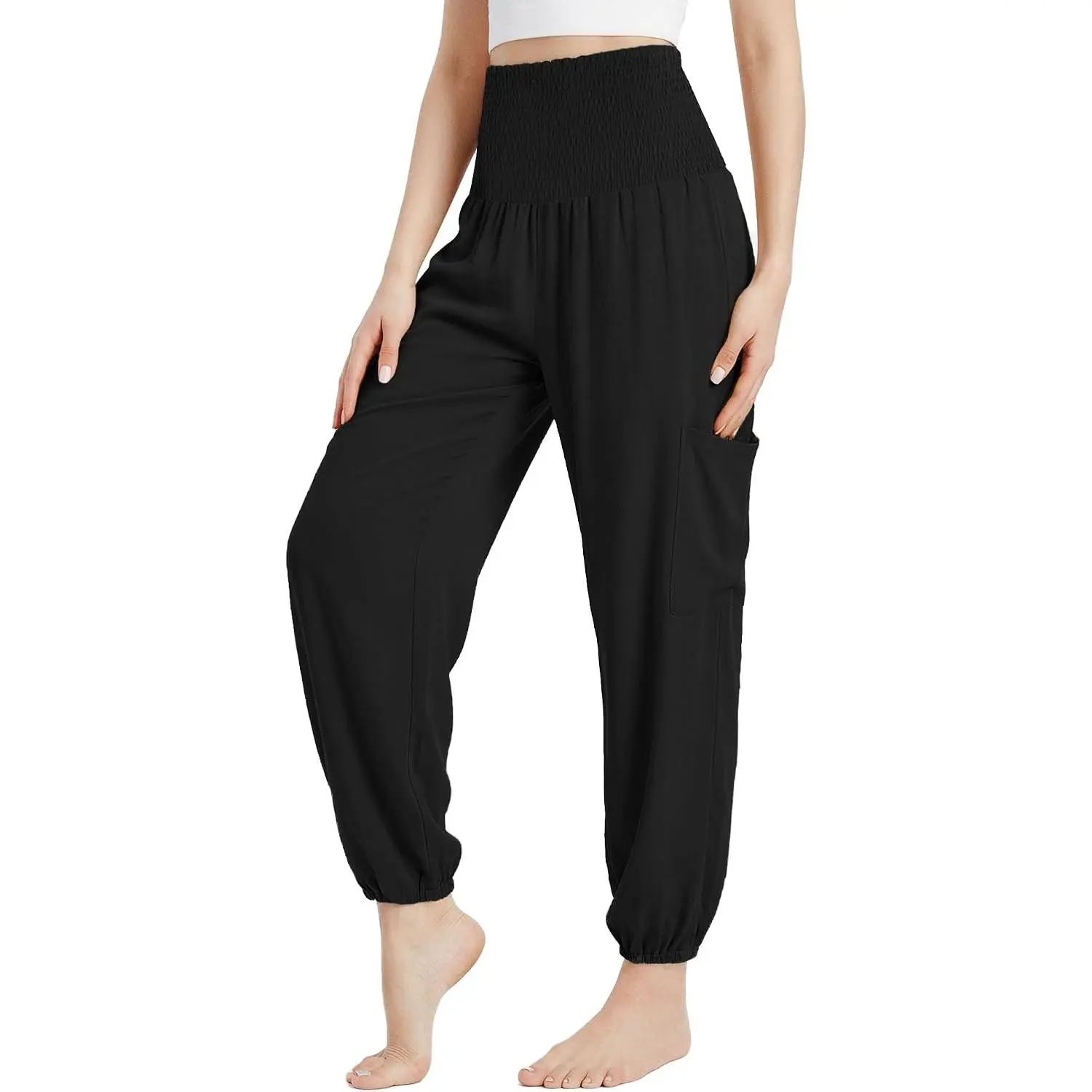 Women's Loose Harem Pants High Waist Yoga Joggers with Pockets – Comfy Casual Sweatpants for Workout & Beach