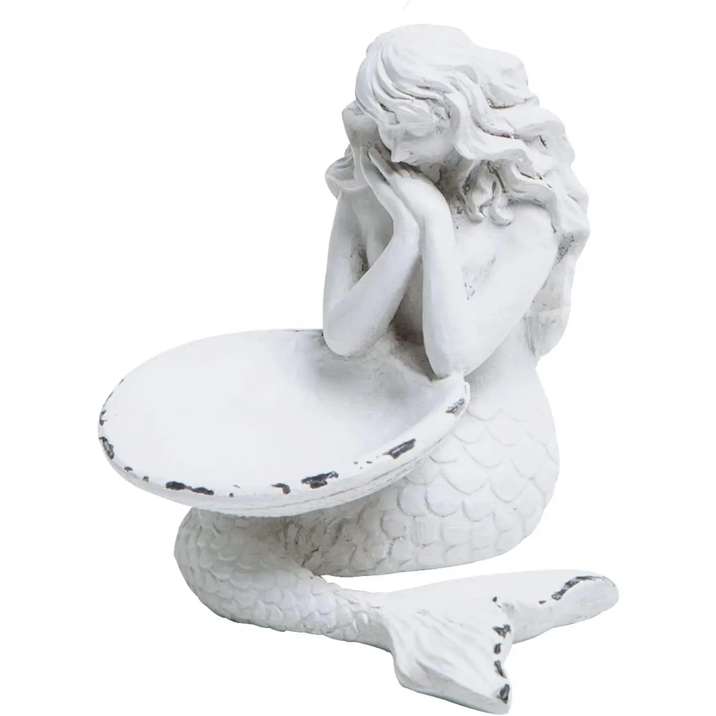 Rustic White  Tray  Shell Dish,  Small Figurine Ring Holder, Collectible Personal Ornament Plate for Necklaces, Earrings, Trinket -  Shape Organizer
