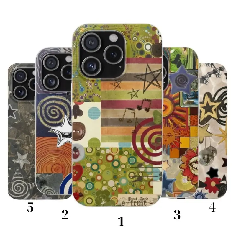 Whimsical Retro Collage Phone Case – Funky Aesthetic Star Design, Abstract Artistic Cover for iPhone 17,16, 15, 14, 13, 12, 11, X, SE &  S21 to S26 Series